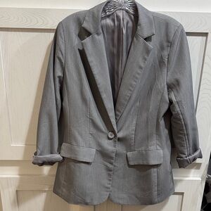 Classic Women's Grey Single-Button Blazer